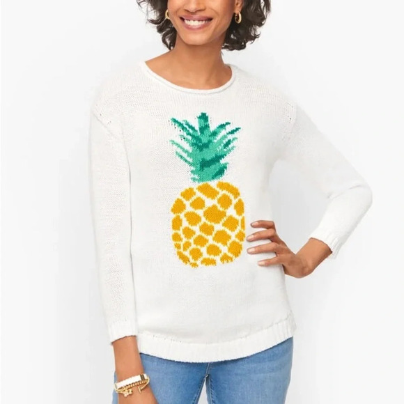 Talbots Pineapple Open Neck Pullover Size M NWT - Picture 1 of 6